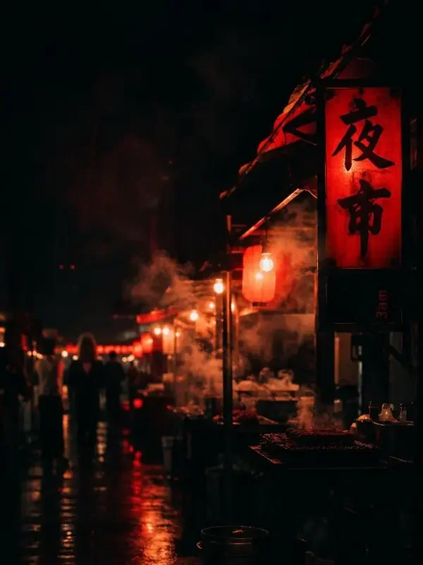 短剧《夜市谜案：凌晨三点的摆摊人》封面，悬疑题材，共52集